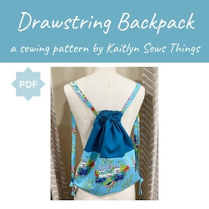 Drawstring Backpack Sewing Pattern, Beginner Bag Pattern, Kids Backpack, PDF Digital Download