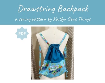 Drawstring Backpack Sewing Pattern, Beginner Bag Pattern, Kids Backpack, PDF Digital Download