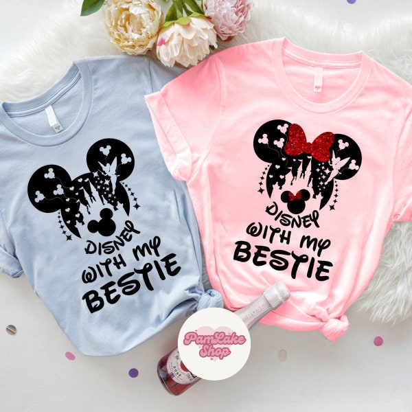 Mickey Minnie Disney with my Bestie shirt, Disney castle shirt, Magic Kingdom WDW Disneyland trip shirt, Best friends matching shirt