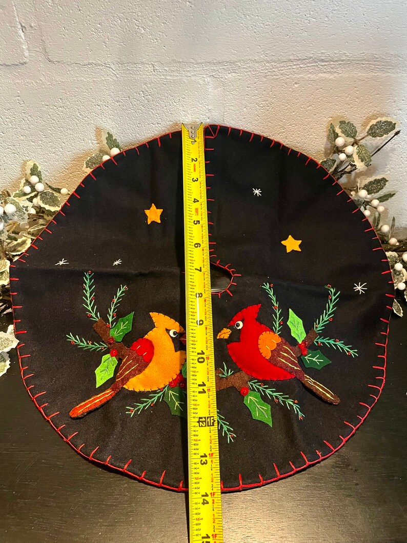 Mini Tree Skirt Wool Felt Cardinal Tree Skirt Black Etsy