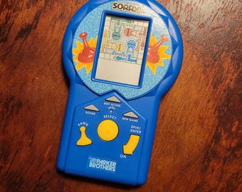 Juego electrónico portátil Sorry! de Parker Brothers de 1996, juguete retro de viaje de Hasbro.