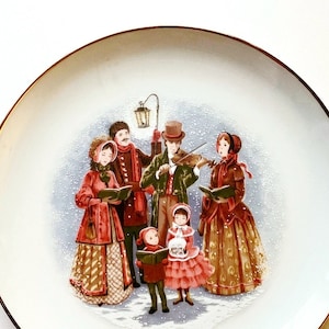 Christmas Caroling Fine China Plate Gold Rimmed Plate Royal Anne 1970&#39;s Vintage Collector Holiday Dinnerware