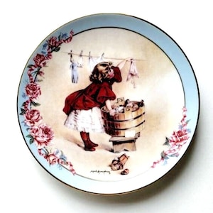 Victorian Playtime Plate Collection titled A Busy Day Hand Painted by Maud Humphrey Bogart 1991 Vintage Home Decor No.1207A