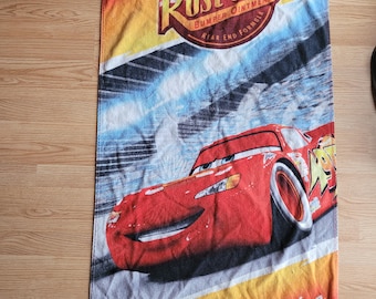 Disney Cars Beach Towel 2006 Vintage Lightning McQueen Pixar Kids Bath Pool Towel Collectible