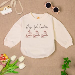 My First Easter Baby Romper Sweater, Bunny Easter Baby Romper, 1St Easter Day Baby Bodysuit, Newborn Easter Outfit