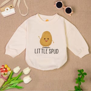 Little Spud Baby Romper Sweatshirt, Potato Baby Bodysuit, Farm Baby Outfit, Vegetable Fruit  Baby Clothes