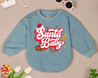 Santa Baby Romper Sweatshirt, First Christmas Baby Bodysuit, Christmas Baby Outfit, Newborn Bodysuit, 2024 Christmas Clothes