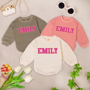 Custom Birthday Girl Baby Romper Sweater, First Birthday Baby Bodysuit, Pink Letter Baby Romper, Baby Girl Outfit