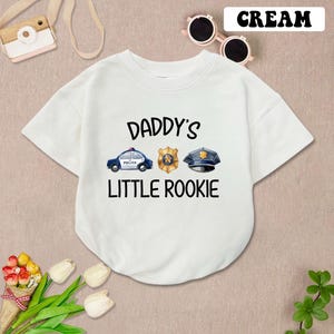 Daddy&#39;s Little Rookie Baby Romper Short Sleeves, Law Enforcement Baby Bodysuit, Policeman Baby Outfit