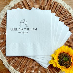 Custom Monogram Wedding Cocktail Napkins, Personalized Wedding Party Napkins, Wedding Anniversary Napkins, Beverage Party Napkins