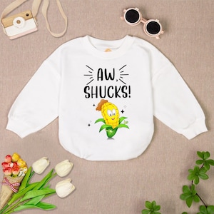 Aw- Shucks Corn Baby Romper Sweatshirt, Funny Baby Outfit, Cute Vegetable Fruit Baby Bodysuit, Hipster Baby Outfit