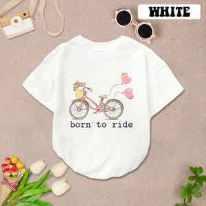 Born To Ride Bike Baby Romper Short Sleeves, Biking Baby Bodysuit, Bicycle Baby Romper, Riding Bicycle Baby Outfit