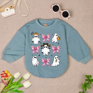 Cute Halloween Ghost Baby Romper Sweatshirt, 1St Halloween Bodysuit, Coquette Bow Ghost Romper, Baby Girl Clothes