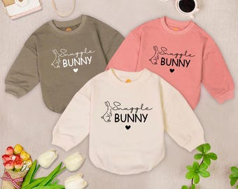 Snuggle Bunny Baby Romper Sweater, Easter Baby Bodysuit, Cute Rabbit Baby Romper, Bunny Easter Romper, Easter Holiday Gift