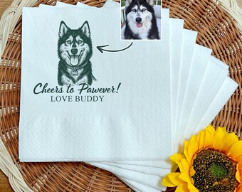 Custom Dog Wedding Napkins, Personalized Dog Cocktail Wedding Napkins, Custom Pet Photo Napkins, Weding Pet Napkins
