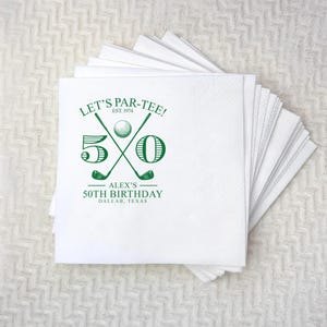 Personalized Golf Birthday Party Napkins, Custom Birthday Napkins, Personalized Golf Birthday Beverage, Luncheon Napkins, Par Tee Napkins