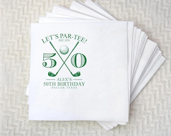 Personalized Golf Birthday Party Napkins, Custom Birthday Napkins, Personalized Golf Birthday Beverage, Luncheon Napkins, Par Tee Napkins
