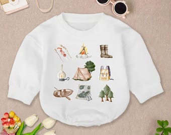 Camping Baby Romper, Outdoor Adventure Bodysuit
