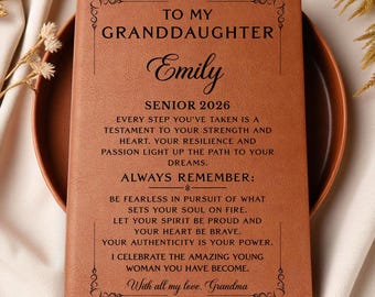 Granddaughter Graduation Gift, Personalized Leather Journal for 2026 Senior, Graduation Gift from Grandma, Custom Name Keepsake
