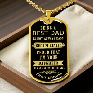 Dad Gift from Daughter, Personalized Dog Tag Necklace, Christmas Gift for Dad, Custom Engraved Pendant