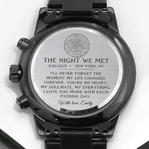 Montre gravée pour lui, cadeau d'anniversaire personnalisé, montre carte des étoiles personnalisée, cadeau romantique pour mari, cadeau de Saint-Valentin pour petit ami