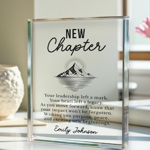 Boss Leaving Gift, New Chapter Acrylic Plaque, Personalized Farewell Gift for Manager Mentor Or Leader, Going Away Promotion Present