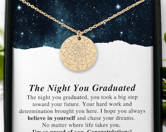 Graduation Gifts for Her, Star Map Necklace by Date, Class of 2025 Gift, Personalized Jewelry for Graduate, Meaningful Gift for Daughter
