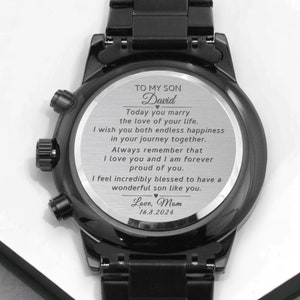 Gift for Son on His Wedding Day Personalized Watch For Son Wedding Gift From Mom, To My Son On His Wedding Day, Mother To Son Wedding Gift