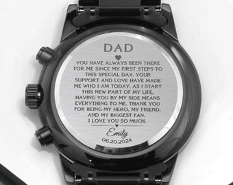 Father of the Bride Gift, Gift from Bride, Engraved Mens Watch, Wedding Gift for Dad, Gift from Daughter, Wedding Gift From Bride To Dad