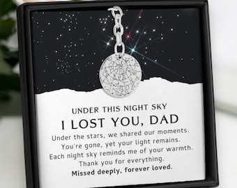 Loss Of Father Custom Star Map Keychain By Date, Memorial Dad Keychain Gift, Remembrance Gift, Bereavement Gift