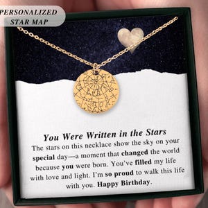 Verlobte Geburtstagsgeschenk, Sternenkarte Halskette für Sie, Romantischer Schmuck für Freundin, Geschenk für Zukünftige Frau, Benutzerdefinierte Nachthimmel Geschenk