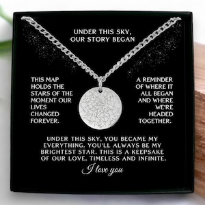 Geschenk für Ihn 1 Jahr, Sternenkarte kubanische Kettenhalskette, personalisierter Schmuck des Nachthimmels, individuelles Geschenk für Mann, romantisches Andenken