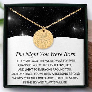 Cadeau 50e anniversaire pour femme, carte des étoiles personnalisée par date, cadeau pour meilleure amie, cadeaux 50e anniversaire pour femme, 50 ans d'expérience