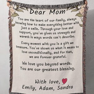 Love Letter Blanket, Personalized Gift For Mom From Kids, Woven Throw For Dad, Christmas Gift For Parents, Birthday Present For Grandparents