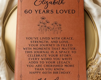 Chapter 60 Journal For Friend, Personalized Journal for Her, Custom Name Notebook, Keepsake Memory Book, Milestone Birthday Present