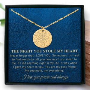 Regalo di anniversario di 1 anno per la fidanzata, mappa stellare per il 1° anniversario, regalo personalizzato del cielo notturno, regalo di data personalizzata per lei, ricordo romantico