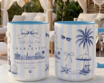Charleston Bachelorette Party Mug, Custom Bach Party Favor, With Love From Charleston Gift, Bridesmaid Mug, Wedding Weekend Cup