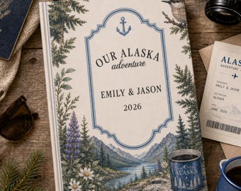 Alaska Cruise Journal Personalized Travel Memory Book, Couples Alaska Adventure Keepsake, Cruise Vacation Journal, Custom Alaska Trip Gift