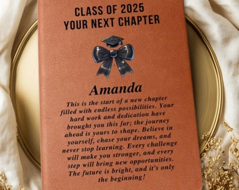 College Graduation Gift For Her, Personalized Leather Journal, Custom Notebook For Daughter, Niece, Graduation Keepsake, Class Of 2025 Gift