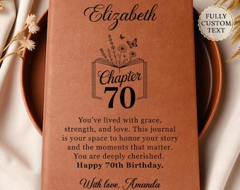 70th Birthday Gift for Friend, Chapter 70 Personalized Leather Journal, Mom 70th Birthday Gift, 70th Birthday Present for Women or Men