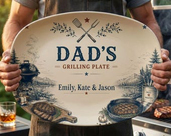 Personalized Grilling Plate, Fathers Day Gift from Kids, Grill Gifts, BBQ Custom Platter, Daddy's Grilling Plate