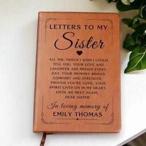 Loss of Sister Journal, Remembrance Funeral Gift, Letters to My Sister Memorial Journal, Sister in Heaven Grief Journal, Sympathy Gift