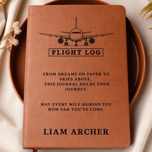 Diario de vuelo personalizado, libro de registro de vuelo, regalo para pilotos, regalo de graduación en aviación, cuaderno de vuelo personalizado, libro de registro de escuela de vuelo imagen 1