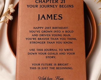 Personalized 21st Birthday Journal, Custom Leather Journal Gift, Chapter 21 Notebook, Personalized Birthday Keepsake, Gift for Him Her
