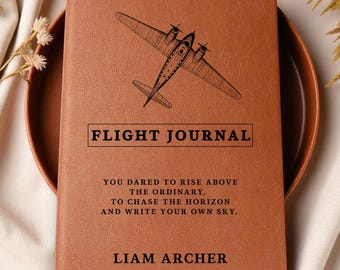Personalized Flight Journal, Pilot Gift, Custom Airplane Notebook, Aviation Graduation Gift, Flight School Logbook, Travel Journal Gift