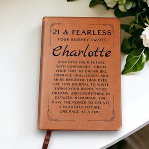 21st Birthday Gift for Her, Personalized Leather Journal, Custom Notebook, Unique Keepsake for Women, Special 21st Birthday Present image 2