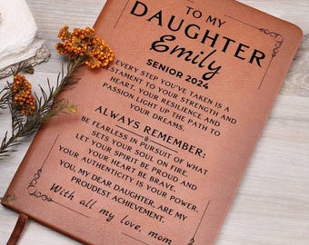 Personalized Gradution Gift For Daughter Son, Leather Journal For Daughter From Mom, Custom  College Graduation Gift