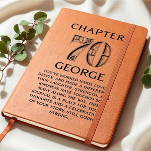 70th Birthday Men Journal, Custom Leather Journal, Personalized 70th Gift for Him, Grandpa, Husband or Friend, Dad 70th Birthday image 5