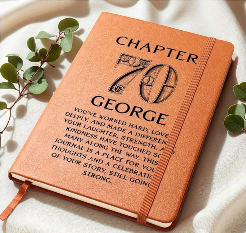 70th Birthday Men Journal, Custom Leather Journal, Personalized 70th Gift for Him, Grandpa, Husband or Friend, Dad 70th Birthday image 5