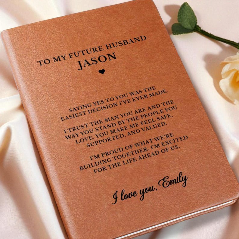 Engagement Journal for Him, Personalized Future Husband Gift , Romantic Fiancée Keepsake from Her, Groom to Be Gift image 2